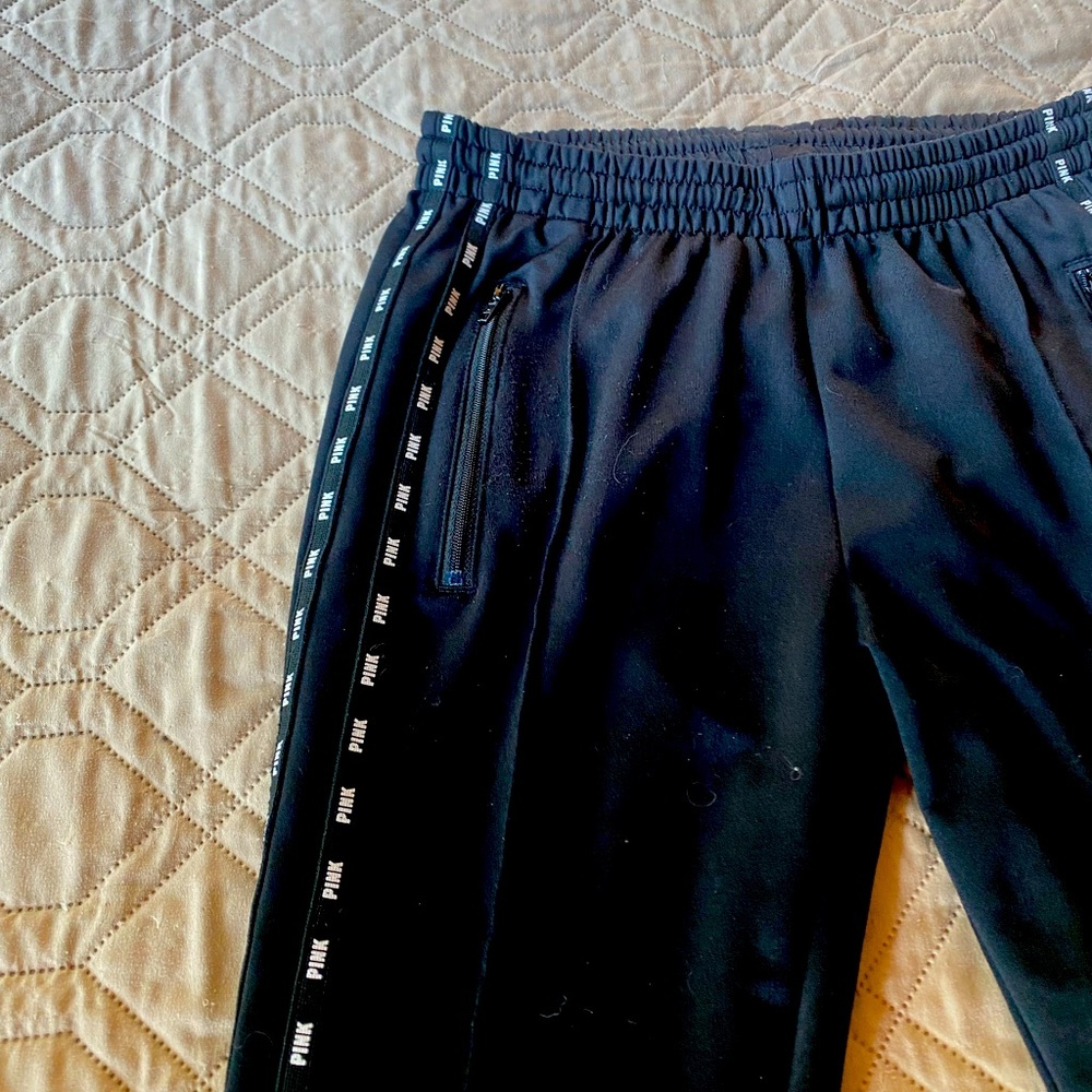 PINK Black Logo Slim Joggers